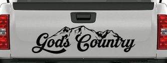 God's Country Mountains Car or Truck Window Vinyl Decal Sticker (Black)