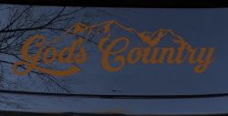God's Country Mountains Car or Truck Window Decal Sticker (Copper)