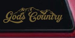 God's Country Mountains Car or Truck Window Decal Sticker (Gold)