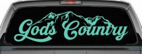 God's Country Mountains Car or Truck Window Vinyl Decal Sticker (Mint)