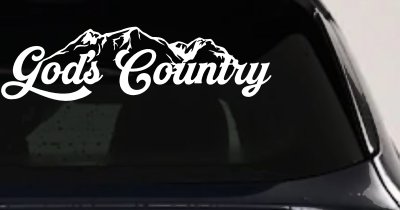 God's Country Mountains Car or Truck Window Vinyl Decal Sticker