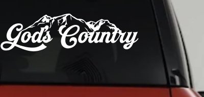 God's Country Mountains Car or Truck Window Vinyl Decal Sticker