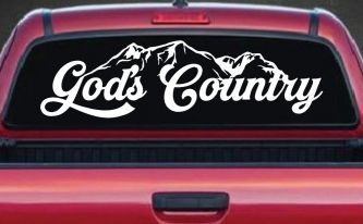 God's Country Mountains Car or Truck Window Decal Sticker