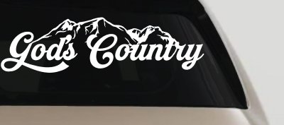 God's Country Mountains Car or Truck Window Vinyl Decal Sticker