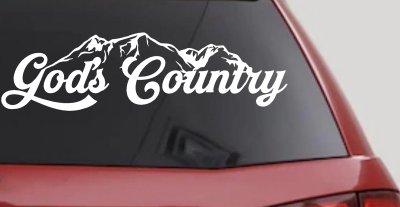 God's Country Mountains Car or Truck Window Vinyl Decal Sticker