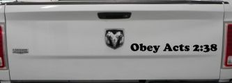 Obey Acts 2:38 Car or Truck Window Decal Sticker (Black)
