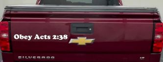 Obey Acts 2:38 Car or Truck Window Decal Sticker (White)