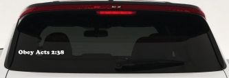 Obey Acts 2:38 Car or Truck Window Decal Sticker (White)