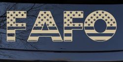 FAFO American Flag Car or Truck Window Decal Sticker (Desert Sand)