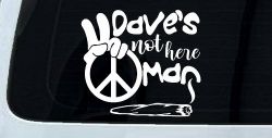 Dave's Not Here Man Vinyl Car or Truck Window Decal Sticker