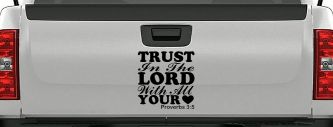 Trust in the Lord With All Your Heart Proverbs 3:5 Vinyl Car or Truck Window Decal Sticker (Black)