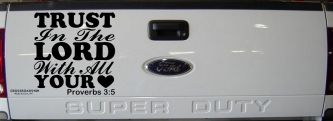 Trust in the Lord With All Your Heart Proverbs 3:5 Vinyl Car or Truck Window Decal Sticker (Black)