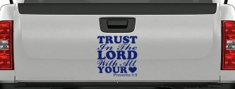Trust in the Lord With All Your Heart Proverbs 3:5 Vinyl Car or Truck Window Decal Sticker (Navy)