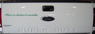 Runs on dreams and Gasoline Vinyl Car or Truck Window Decal Sticker (Dark Green)