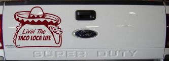 Livin' The Taco Loca Life Car or Truck Window Decal Sticker (Purple Red)