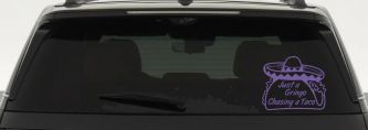 Just A Gringo Chasing a Taco Car or Truck Window Decal Sticker (Purple)