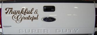Thankful and Grateful Car or Truck Window Decal Sticker (Brown)