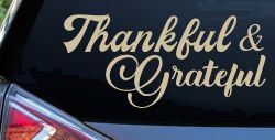 Thankful and Grateful Car or Truck Window Decal Sticker (Desert Sand)