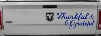 Thankful and Grateful Car or Truck Window Vinyl Decal Sticker (Navy)