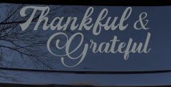 Thankful and Grateful Car or Truck Window Decal Sticker (Telegrey)