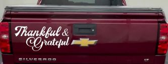 Thankful and Grateful Car or Truck Window Decal Sticker (White)