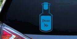 Alice Wonderland Drink Me Vinyl Car or Truck Window Decal Sticker (Blue)