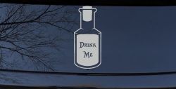 Alice Wonderland Drink Me Vinyl Car or Truck Window Decal Sticker (Light Gray)