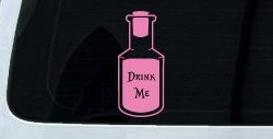 Alice Wonderland Drink Me Vinyl Car or Truck Window Decal Sticker (Pink)