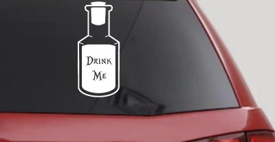 Alice Wonderland Drink Me Vinyl Car or Truck Window Decal Sticker