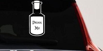 Alice Wonderland Drink Me Vinyl Car or Truck Window Decal Sticker