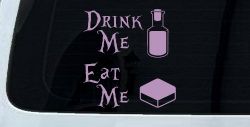 Drink Me Eat Me Alice Wonderland Vinyl Car or Truck Window Decal Sticker (Lilac)