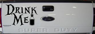 Drink Me Eat Me Alice Wonderland Vinyl Car or Truck Window Decal Sticker (Black)