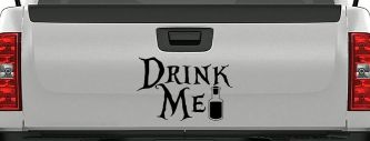 Drink Me Eat Me Alice Wonderland Vinyl Car or Truck Window Decal Sticker (Black)