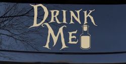 Drink Me Eat Me Alice Wonderland Vinyl Car or Truck Window Decal Sticker (Desert Sand)