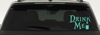 Drink Me Eat Me Alice Wonderland Vinyl Car or Truck Window Decal Sticker (Mint)