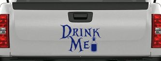 Drink Me Eat Me Alice Wonderland Vinyl Car or Truck Window Decal Sticker (Navy)
