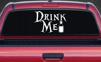 Drink Me Eat Me Alice Wonderland Vinyl Car or Truck Window Decal Sticker