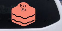 Eat Me Alice Wonderland Vinyl Car or Truck Window Decal Sticker (Coral)