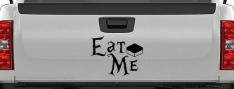 Eat Me Alice Wonderland Vinyl Car or Truck Window Decal Sticker (Black)