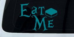 Eat Me Alice Wonderland Vinyl Car or Truck Window Decal Sticker (Turquoise Blue)