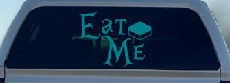 Eat Me Alice Wonderland Vinyl Car or Truck Window Decal Sticker (Turquoise Blue)