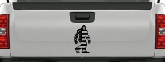 American Flag Bigfoot Vinyl Car or Truck Window Decal Sticker (Black)