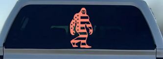 American Flag Bigfoot Vinyl Car or Truck Window Decal Sticker (Coral)