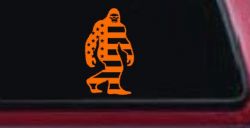 American Flag Bigfoot Vinyl Car or Truck Window Decal Sticker (Orange)