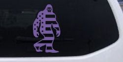 American Flag Bigfoot Vinyl Car or Truck Window Decal Sticker (Purple)