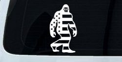 American Flag Bigfoot Vinyl Car or Truck Window Decal Sticker
