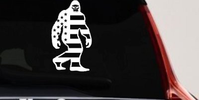 American Flag Bigfoot Vinyl Car or Truck Window Decal Sticker