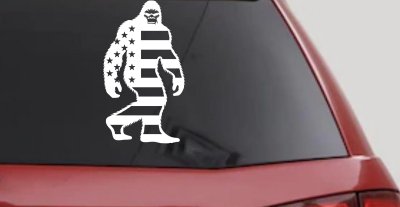 American Flag Bigfoot Vinyl Car or Truck Window Decal Sticker