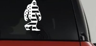 American Flag Bigfoot Vinyl Car or Truck Window Decal Sticker