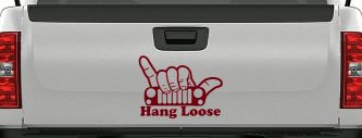 Hang Loose in a Jeep Car or Truck Window Vinyl Decal Sticker (Burgundy)